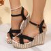 Summer New Slope Heel Waterproof Platform Thick Bottom High Heels Roman Sandals Large Women's Shoes_vogvips.com
