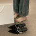 French Style High-End Rhinestone One-Strap Closed-Toe For Women, 2025 New Pointed Toe High Heel Mules_vogvips.com