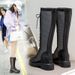 Inner Height Increasing Martin 25 Spring Summer Thin Over-the-Knee Black Mesh Breathable Hollow Long Boots For Women_vogvips.com