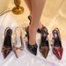 Foreign Trade European And American Fashion Plus-size Ladies' Elegant Backless Closed-toe Sandals, New Pointed-toe Metal_vogvips.com