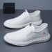 Men's Autumn Breathable Casual Trendy Versatile Low-top White Shoes, Genuine Leather Slip-on Sneakers_vogvips.com