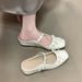 Hidden Wedge Bowknot Closed-Toe Mules For Women Sweet Style Shallow Mouth Rhinestone Strap Mary Jane Shoes_vogvips.com
