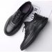 Men's Autumn New Casual Business Versatile Fashion Trend Cushion Elastic Black Sports Leather Shoes_vogvips.com