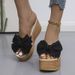 Women's Summer Bow Wedge Sandals Platform Outerwear European American Style plus Size 34-43 New 2021_vogvips.com