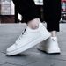 Men's White Seasonal Fashion Single Simple And Versatile Small Leather Thick Soled Casual Board Shoes, Trendy Shoes_vogvips.com