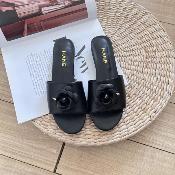 New Style Camellia 2025 Summe Full Leathe 2Cm One-Stap Sandals C Band Floal Casual Vesatile Elegant Outdoo_vogvips.com