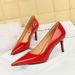Glossy Patent Leather Women's Shoes High Heels Thin Heels Shallow Mouth Pointed Thin High Heels Single Shoes_vogvips.com