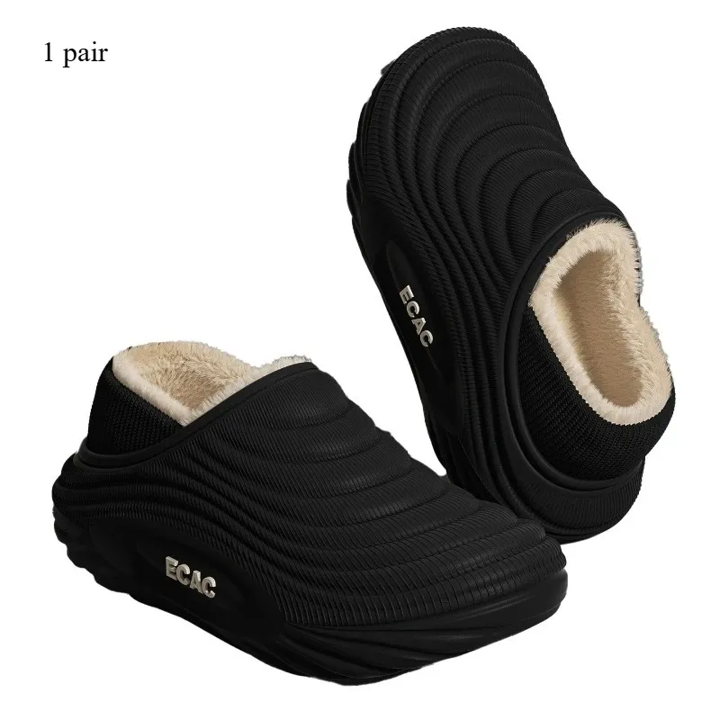 Winter Warm And Non-slip Couple Cotton Tow Bag Head Waterproof Cotton Slippers Home Cotton Shoes Men And Women 2025 New_vogvips.com