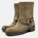 2024ZV Spring New Women's Shoes Suede Motorcycle Style Trendy Square Toe Ankle Boots_vogvips.com