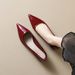 French Pointed Single Shoes Women's Thick Heels High Heels Shallow Mouth One Pedal Black Work Shoes_vogvips.com