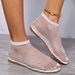 Cross-Border Plus Size Women's 2023 Independent Store Hot Sale Fishnet Socks Hollow Low Heel Flat Sandals For Women_vogvips.com