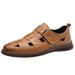 2025 Summer Genuine Breathable Hollow Casual For Men Simple Comfortable Soft Leather Hole Sandals_vogvips.com