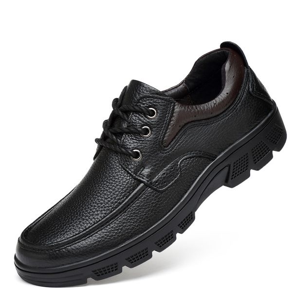 Men's Leather Single Shoes Large Size Casual First Layer Lace-up Leather Shoes Men's Velvet Warm Men's Shoes_vogvips.com