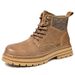 Men's Classic Mid-Cut Leather Work Boots - Rugged Outdoor Martin Boots With Anti-Slip Sole, Comfortable & Stylish For All-Day Wear_vogvips.com