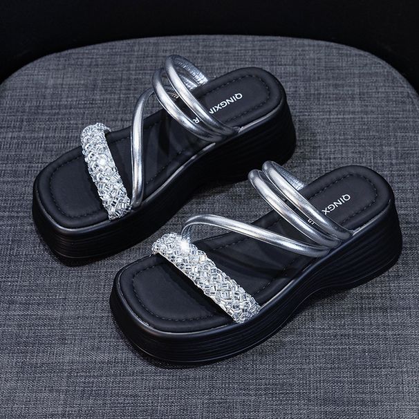 Small Thick-bottomed Cool Slippers, Female New Two Wear Height-increasing Fairy Wind Beach, Wearing Female Cool Slippers_vogvips.com