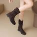 Fairy Style Ruched Slouch For Women 2025 Autumn Winter New Round Toe Slimming Chunky Heel Fashion Short Boots_vogvips.com