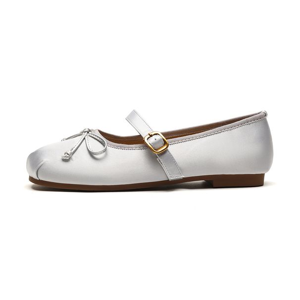 Round Head Ballet Shoes Woman With Light Mouth Bow French Fairy Style Single Shoes Woman_vogvips.com