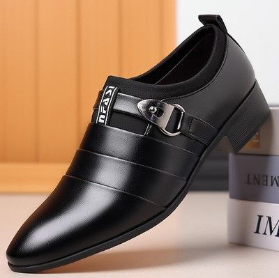New Leather Shoes Men's Business Dress Shoes Korean Men's Shoes Youth Large Size Pointed Wear-resistant Breathable Casual Wedding Shoes_vogvips.com