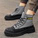European Warm Series Men's Spring And Autumn New Breathable Outdoor Hiking Martin Boots Thick Sole Non-slip Camping High-top Canvas Work_vogvips.com