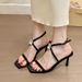Elegant Black Rhinestone Square-toed Sandals With Stiletto Heels, Simple Sophisticated Design For Professional And_vogvips.com