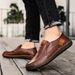 New Fashion Men Casual Shoes Handmade Leather Loafers Comfortable Men's Shoes Quality Split Leather Flat Driving Shoes Size 48_vogvips.com