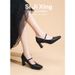 French-tyle Black Mary Jane Women With A Trap, Chunky Heel, Quare Toe, High-heeled For Commuting, Elegant Ingle_vogvips.com