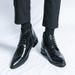 Men's Pointed Toe Chelsea Boots - High Shine Leather Ankle Boots With Side Zipper For Business & Formal Wear (Brown/Black)_vogvips.com