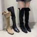 2026 New Women's Fall/Winter Square Toe, Dual-Wear Foldable Boots, Chunky Heel, High-Tube, Trendy Maillard Long Boots_vogvips.com