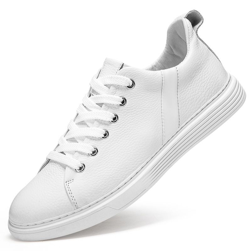 Large Size First-layer Cowhide Board Shoes Men's Foot Cover White Shoes Casual Sports Shoes_vogvips.com