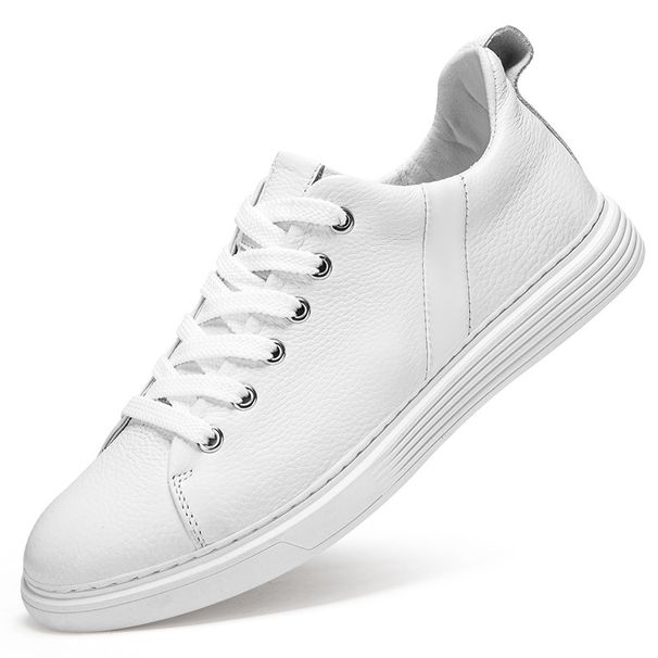 Large Size First-layer Cowhide Board Shoes Men's Foot Cover White Shoes Casual Sports Shoes_vogvips.com
