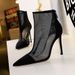 Women's Sexy Mesh Stiletto Heels Pointed Toe Boots For Nightclub Party & Evening Wear Stiletto High Heeled Pointed Boots_vogvips.com