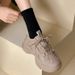 Showing Feet Little Dad Shoes Women Breathable Mesh Thick-soled Sports Black Single Shoes Women_vogvips.com
