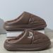 Waterproof Large Size Men's For Outdoor Wear, Winter Fleece-Lined Warm Home Anti-Cold Casual Thick-Soled Cotton Slippers_vogvips.com