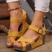 Cross-Border Summer New European And American Style Platform Thick-Soled Wedge For Women With Velcro Large Size Studded_vogvips.com