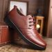 New Leather Casual Korean Style British Business Formal Men's Youth Slip-On Driving Shoes_vogvips.com