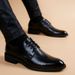 TerraStride Summer Youth Korean Style British Pointed Toe Lace-up Leather Height Increasing Casual Wedding Business Formal Trendy_vogvips.com