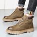 Men's Martin Trendy Autumn Genuine Leather Outdoor Hiking Yellow High-top British Work Boots_vogvips.com