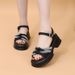 thick-soled Medium-heeled Rhinestone Sandals Women's Small Light And Fashionable Skirt Seaside Beach Shoes_vogvips.com