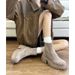 Gravity Shoe Factory High Heels Round Head Short For Women 2025 Autumn/Winter Fashion Stretch Martin Thick Bottom Coarse_vogvips.com