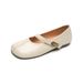 Round Head Soft Sole Single Shoes Women's Spring Flat Bottom One Word With Mary Jane Shoes Women_vogvips.com