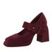 9613-6 Style High Thick Heels, Waterproof Platform, Suede, Straight Line With Belt Buckle, Shallow Mouth Mary Jane_vogvips.com