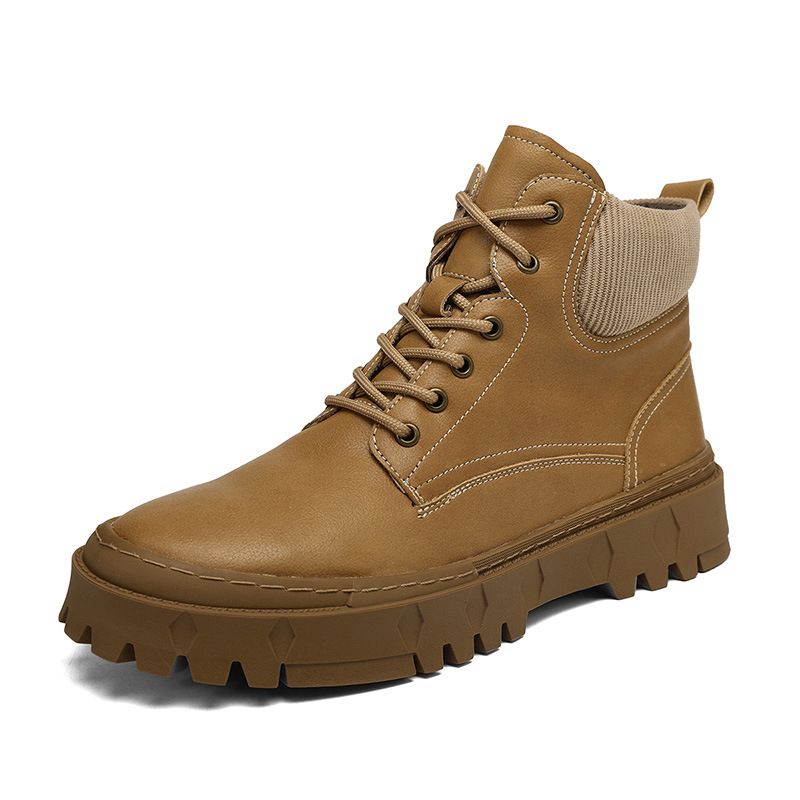 Light Luxury Men's Martin Boots Retro Medium Help Light Luxury Outdoor Non-slip Tooling Boots Leather Boots Men's Shoes_vogvips.com