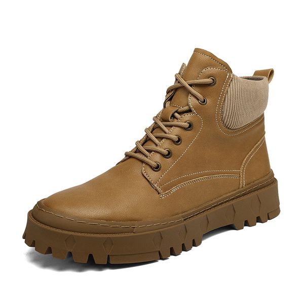 Light Luxury Men's Martin Boots Retro Medium Help Light Luxury Outdoor Non-slip Tooling Boots Leather Boots Men's Shoes_vogvips.com