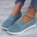 Spring And Summer New Solid Color Breathable Flyknit Shoes, One Step Soft Soled Women's Casual Shoes_vogvips.com