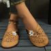 Plus Size Ethnic Style Hollow Flat For Women Flower Breathable Shallow Mouth Mom Lazy Boat Shoes_vogvips.com