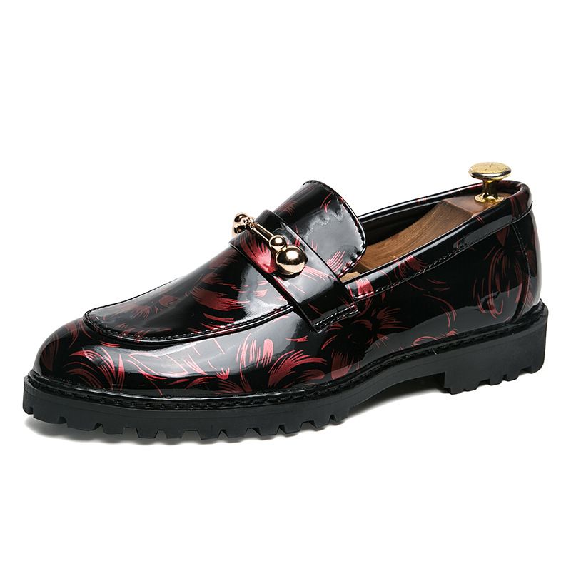 Pointed Business Casual Men, Shiny Hairstylists, Shoe Covers Four Seasons, Single Shoes, Thick Soles, Patterned Youth_vogvips.com