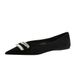 Women's Elegant Pointed Toe Flat Shoes With Rhinestone Buckle, Soft Suede Upper, Comfortable Slip-On Loafers For Banquets And Parties_vogvips.com