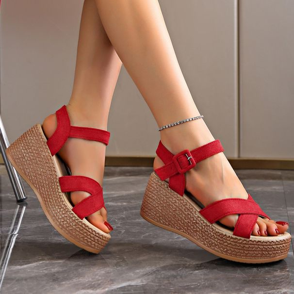 Summer New Style Women's Sandals Plus Size Platform Wedge Waterproof Suede_vogvips.com