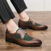 Spring New Color-Block Pointed Leather Large Size Formal Casual Low-Cut Lace-Up Men's Shoes_vogvips.com