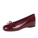 836-11 French Sweet Style Internal Height Increase Bow Decoration Round Toe Shallow Mouth Patent Leather Slip-On_vogvips.com